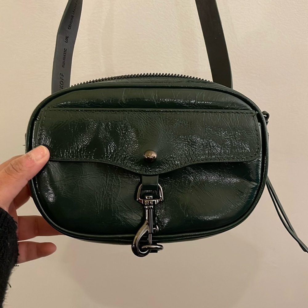 Rebecca Minkoff leather belt bag in dark emerald green